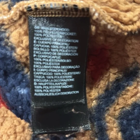 North Face 3 quarter zip with zip pockets and hood pullover in tan,black and red - Picture 3 of 3